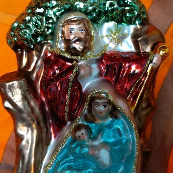 Glass POLAND mouth BLOWN hand painted CHRISTMAS ORNAMENT Nativity - Picture 2 of 8